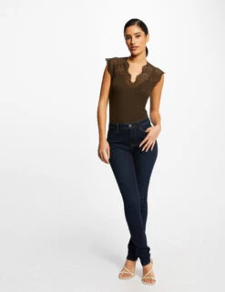 Débardeur Bretelles Larges En Dentelle Vert Kaki Femme -Tenue Legere Boutique debardeur bretelles larges en dentelle vert kaki femme vue5 32536300823170716