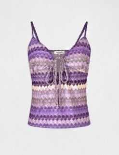 Débardeur Col En V Aspect Crochet Violet Femme -Tenue Legere Boutique debardeur col en v aspect crochet violet femme vue3 32536300954520310