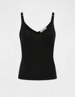 Débardeur Col En V Fils Métallisés Noir Femme -Tenue Legere Boutique debardeur col en v fils metallises noir femme vue3 32536300950640100