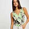 Débardeur Col En V Imprimé Végétal Multico Femme -Tenue Legere Boutique debardeur col en v imprime vegetal multico femme vue1 32536300954220900