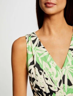 Débardeur Col En V Imprimé Végétal Multico Femme -Tenue Legere Boutique debardeur col en v imprime vegetal multico femme vue4 32536300954220900