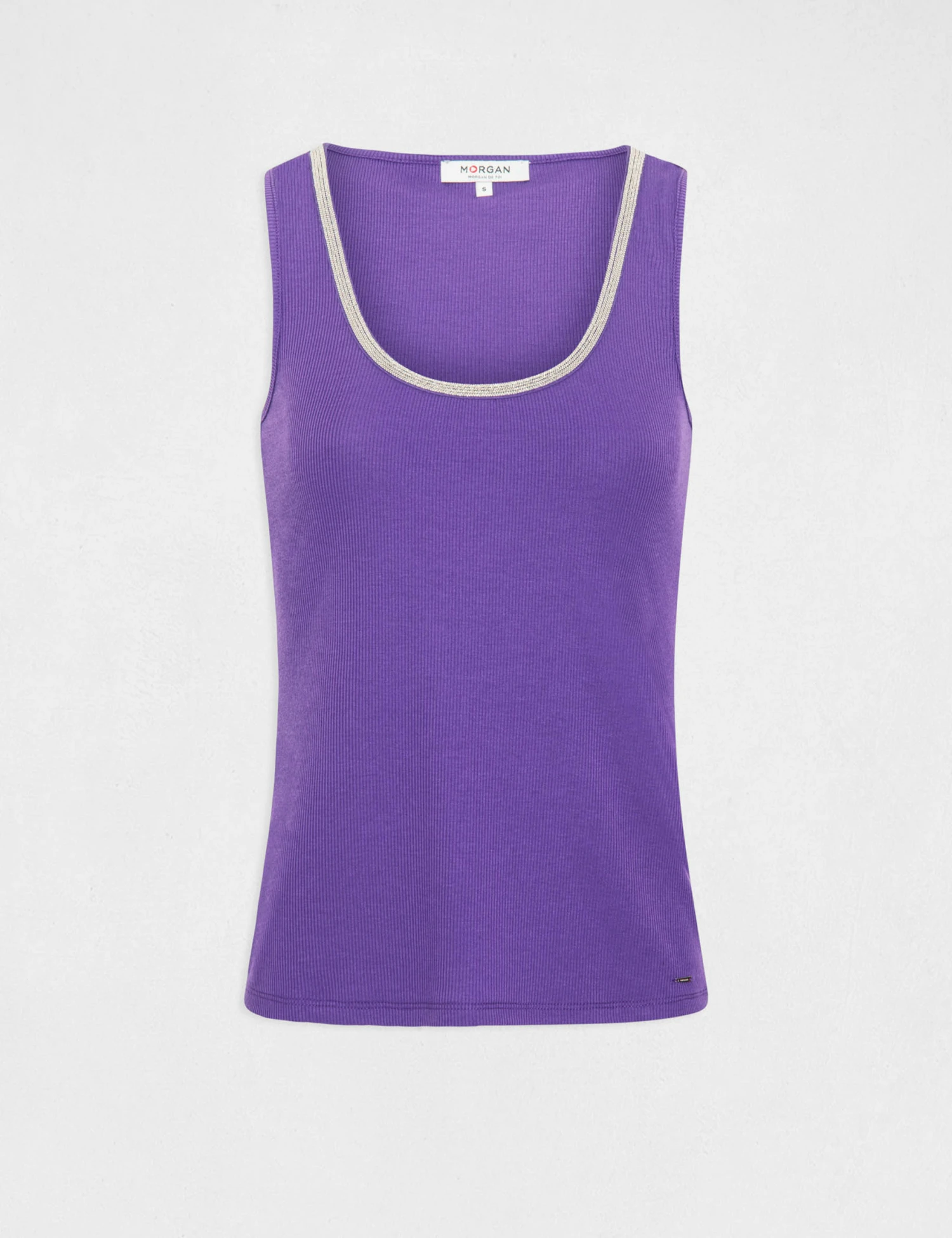 Débardeur Côtelé Col à Détails Bijoux Violet Femme 6 Débardeur Côtelé Col à Détails Bijoux Violet Femme – Image 4