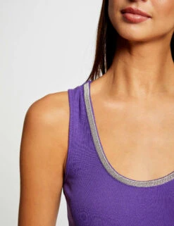 Débardeur Côtelé Col à Détails Bijoux Violet Femme 11 Débardeur Côtelé Col à Détails Bijoux Violet Femme -Tenue Legere Boutique debardeur cotele col a details bijoux violet femme vue4 32536300950600310