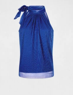 Débardeur Encolure Américaine Avec Noeud Bleu Femme -Tenue Legere Boutique debardeur encolure americaine avec noeud bleu femme vue3 32536300954390300