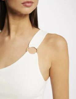 Débardeur Pull Asymétrique Avec Boucle Ecru Femme -Tenue Legere Boutique debardeur pull asymetrique avec boucle ecru femme vue4 32536300942930201