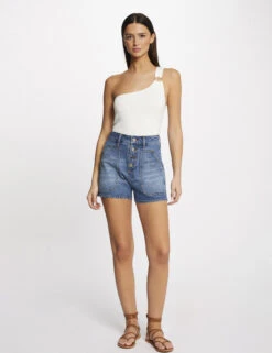 Débardeur Pull Asymétrique Avec Boucle Ecru Femme -Tenue Legere Boutique debardeur pull asymetrique avec boucle ecru femme vue5 32536300942930201