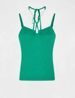 Débardeur Pull Avec Bretelles Croisées Vert Femme -Tenue Legere Boutique debardeur pull avec bretelles croisees vert femme vue3 32536300942830600