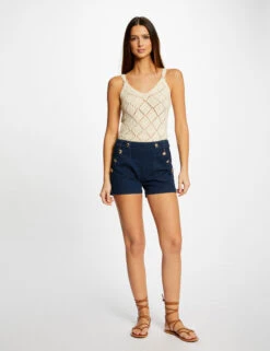 Débardeur Pull Avec Bretelles Ecru Moyen Femme -Tenue Legere Boutique debardeur pull avec bretelles ecru moyen femme vue5 32536300938300213