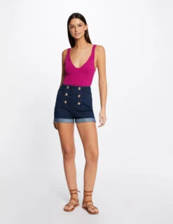 Débardeur Pull Avec Col En V Framboise Femme -Tenue Legere Boutique debardeur pull avec col en v framboise femme vue5 32536300942800502