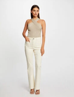 Débardeur Pull Bretelles Croisées Au Col Beige Clair Femme -Tenue Legere Boutique debardeur pull bretelles croisees au col beige clair femme vue5 32536300953700209