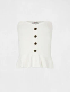 Débardeur Pull Bustier Avec Boutons Ecru Femme -Tenue Legere Boutique debardeur pull bustier avec boutons ecru femme vue3 32536300942680201