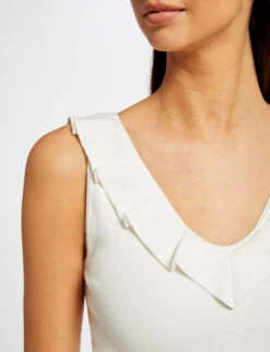 Débardeur Pull Col à Volants Ecru Femme -Tenue Legere Boutique debardeur pull col a volants ecru femme vue4 32536300942720201