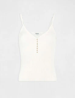 Débardeur Pull Col En V Avec Perles Ecru Moyen Femme -Tenue Legere Boutique debardeur pull col en v avec perles ecru moyen femme vue3 32536300937740213