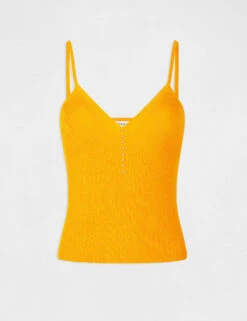 Débardeur Pull Col En V Avec Perles Orange Femme -Tenue Legere Boutique debardeur pull col en v avec perles orange femme vue3 32536300937740703