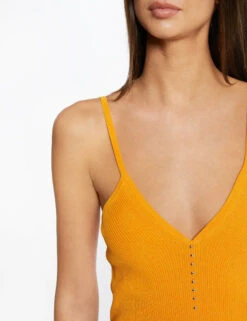 Débardeur Pull Col En V Avec Perles Orange Femme -Tenue Legere Boutique debardeur pull col en v avec perles orange femme vue4 32536300937740703