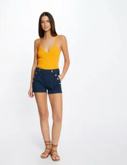 Débardeur Pull Col En V Avec Perles Orange Femme -Tenue Legere Boutique debardeur pull col en v avec perles orange femme vue5 32536300937740703