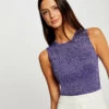 Débardeur Pull Fils Métallisés Violet Femme