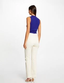 Débardeur Pull Sans Manches à Ouverture Bleu Moyen Femme -Tenue Legere Boutique debardeur pull sans manches a ouverture bleu moyen femme vue2 32536300953580316