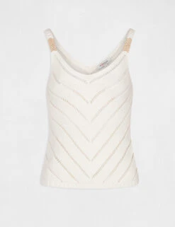 Pull Débardeur à Ornements Métalliques Ecru Femme -Tenue Legere Boutique pull debardeur a ornements metalliques ecru femme vue3 32536300898830201