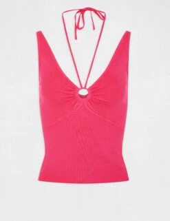 Pull Débardeur Avec Dos Nu Rose Fonce Femme -Tenue Legere Boutique pull debardeur avec dos nu rose fonce femme vue3 32536300931180515