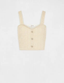 Pull Débardeur Fils Métallisés Ecru Femme -Tenue Legere Boutique pull debardeur fils metallises ecru femme vue3 32536300932410201