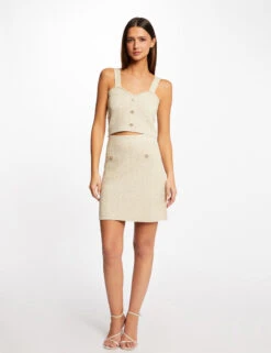 Pull Débardeur Fils Métallisés Ecru Femme -Tenue Legere Boutique pull debardeur fils metallises ecru femme vue5 32536300932410201