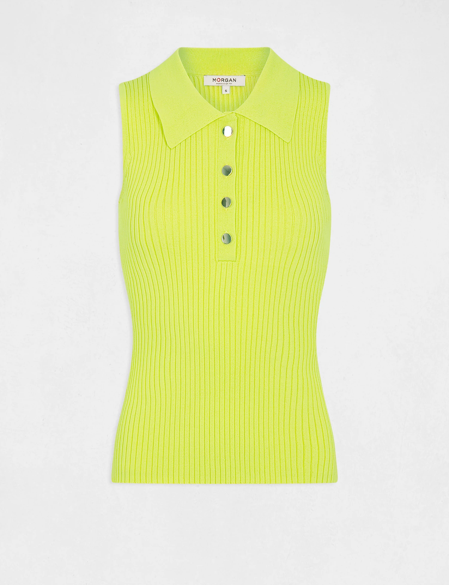 Pull Débardeur Sans Manches Col Polo Anis Femme 6 Pull Débardeur Sans Manches Col Polo Anis Femme – Image 4