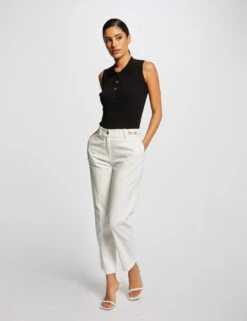 Pull Débardeur Sans Manches Col Polo Noir Femme -Tenue Legere Boutique pull debardeur sans manches col polo noir femme vue5 32536300930950100