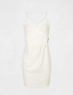 Robe Ajustée Avec Effet Drapé Ecru Femme -Tenue Legere Boutique robe ajustee avec effet drape ecru femme vue3 32536300896930201