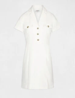 Robe Ajustée Avec Manches Courtes Ecru Femme -Tenue Legere Boutique robe ajustee avec manches courtes ecru femme vue3 32536300901870201