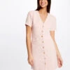 Robe Ajustée Boutonnée Rose Femme -Tenue Legere Boutique robe ajustee boutonnee rose femme vue1 32536300946650503