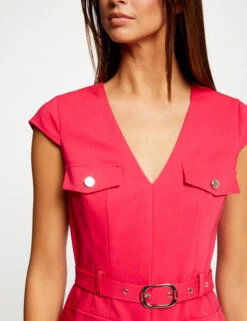 Robe Ajustée Ceinturée Avec Col En V Framboise Femme 9 Robe Ajustée Ceinturée Avec Col En V Framboise Femme -Tenue Legere Boutique robe ajustee ceinturee avec col en v framboise femme vue6 32536300931090502