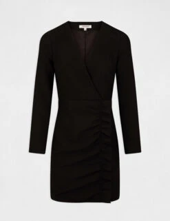 Robe Ajustée Drapée à Volants Noir Femme -Tenue Legere Boutique robe ajustee drapee a volants noir femme vue3 32536300948760100