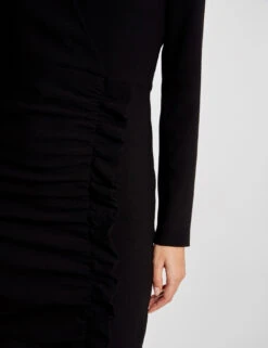 Robe Ajustée Drapée à Volants Noir Femme -Tenue Legere Boutique robe ajustee drapee a volants noir femme vue4 32536300948760100