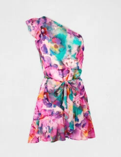 Robe Ajustée Drapée Asymétrique Imprimée Multico Femme -Tenue Legere Boutique robe ajustee drapee asymetrique imprimee multico femme vue3 32536300938650900