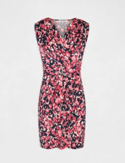 Robe Ajustée Drapée Imprimé Abstrait Rose Femme 12 Robe Ajustée Drapée Imprimé Abstrait Rose Femme -Tenue Legere Boutique robe ajustee drapee imprime abstrait rose femme vue3 32536300945620503