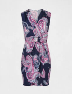 Robe Ajustée Drapée Imprimé Cachemire Marine Femme 12 Robe Ajustée Drapée Imprimé Cachemire Marine Femme -Tenue Legere Boutique robe ajustee drapee imprime cachemire marine femme vue3 32536300946710301