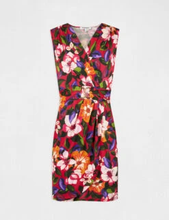 Robe Ajustée Drapée Imprimé Floral Multico Femme -Tenue Legere Boutique robe ajustee drapee imprime floral multico femme vue3 32536300945660900