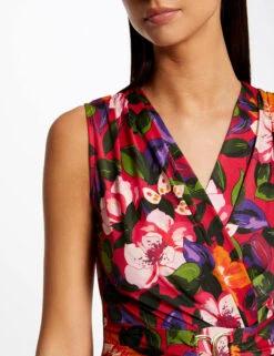 Robe Ajustée Drapée Imprimé Floral Multico Femme -Tenue Legere Boutique robe ajustee drapee imprime floral multico femme vue4 32536300945660900