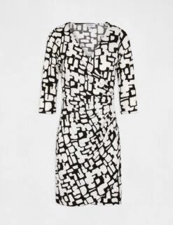 Robe Ajustée Drapée Imprimée Ecru Femme -Tenue Legere Boutique robe ajustee drapee imprimee ecru femme vue3 32536300923560201