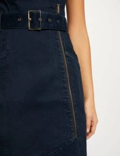 Robe Ajustée Drapée Sans Manches En Jean Jean Brut Femme -Tenue Legere Boutique robe ajustee drapee sans manches en jean jean brut femme vue4 32536300942460305