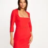 Robe Ajustée Encolure Carrée Dos Ouvert Rouge Femme 2 Robe Ajustée Encolure Carrée Dos Ouvert Rouge Femme -Tenue Legere Boutique robe ajustee encolure carree dos ouvert rouge femme vue1 32536300951690500