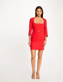 Robe Ajustée Encolure Carrée Dos Ouvert Rouge Femme -Tenue Legere Boutique robe ajustee encolure carree dos ouvert rouge femme vue5 32536300951690500