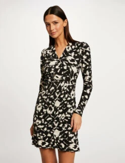 Robe Ajustée Froncée Imprimé Abstrait Multico Femme