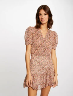 Robe Ajustée Imprimé Végétal Multico Femme