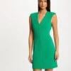 Robe Ajustée Sans Manches Col En V Vert Moyen Femme -Tenue Legere Boutique robe ajustee sans manches col en v vert moyen femme vue1 32536300931790608