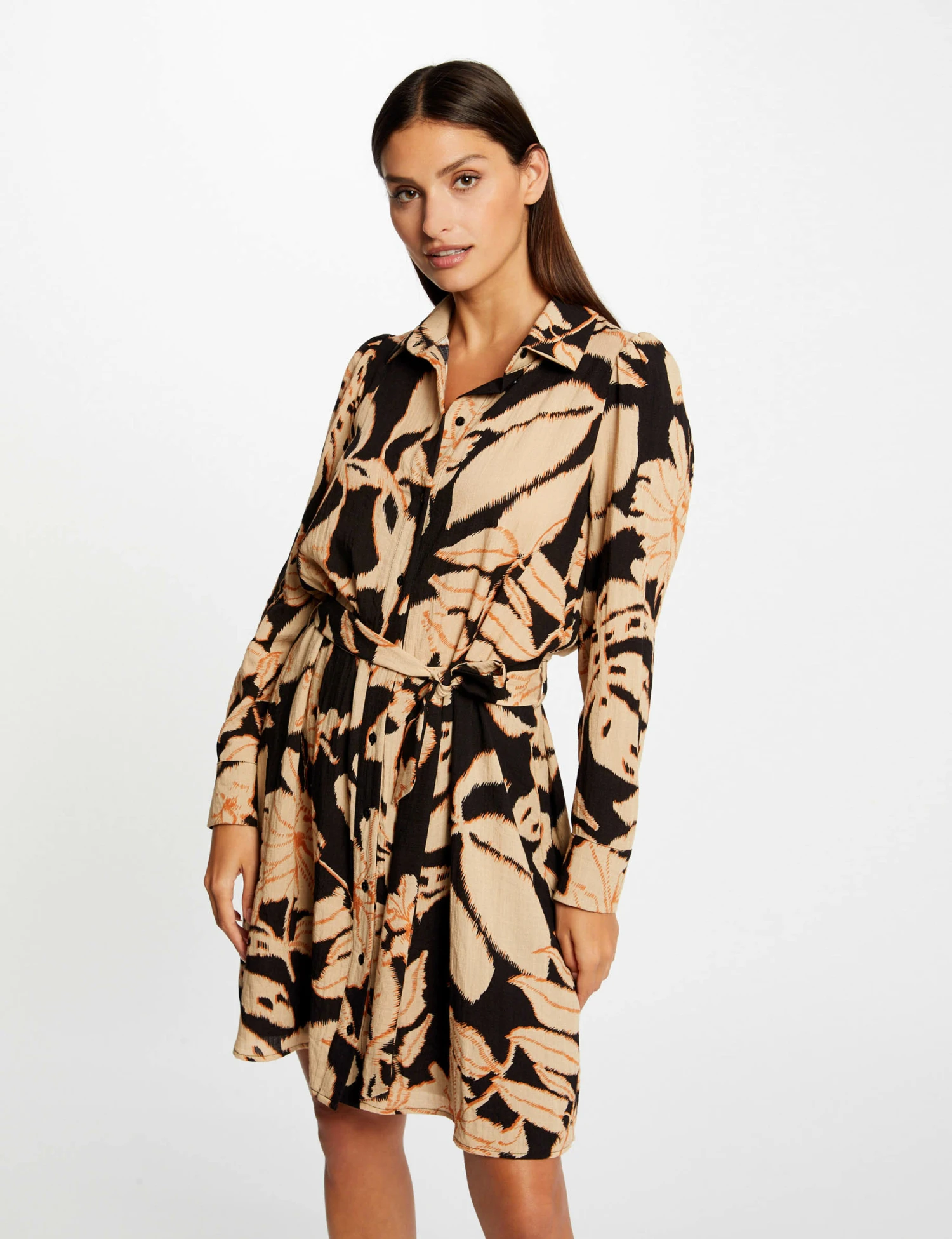 Robe Chemise Droite Imprimé Végétal Multico Femme 3 Robe Chemise Droite Imprimé Végétal Multico Femme