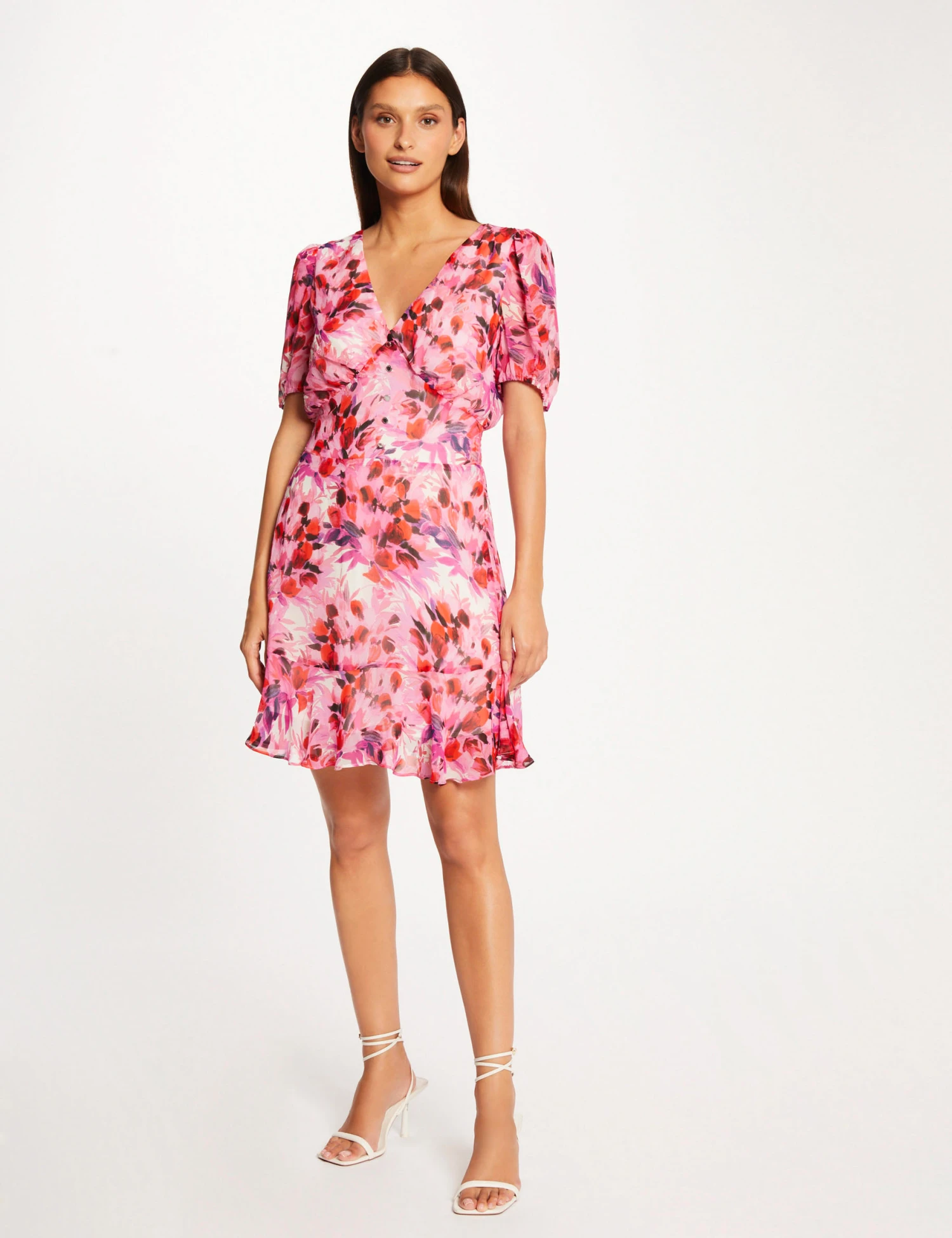 Robe Cintrée Col En V Imprimé Floral Multico Femme 6 Robe Cintrée Col En V Imprimé Floral Multico Femme – Image 4