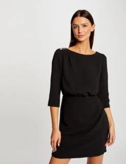 Robe Cintrée Dos Ouvert Noir Femme