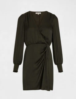 Robe Cintrée Drapée Satin Vert Fonce Femme 10 Robe Cintrée Drapée Satin Vert Fonce Femme -Tenue Legere Boutique robe cintree drapee satin vert fonce femme vue3 32536300949160601